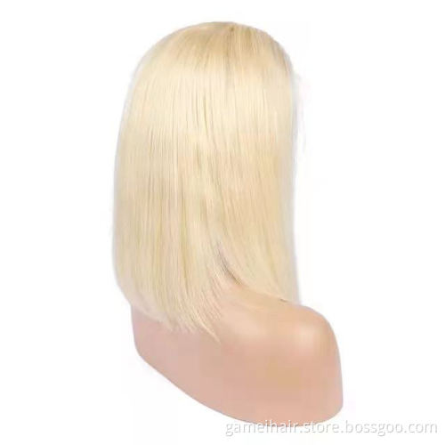 Cheap new arrival 8 inches 613 straight blonde bob wig lace front human hair for black women